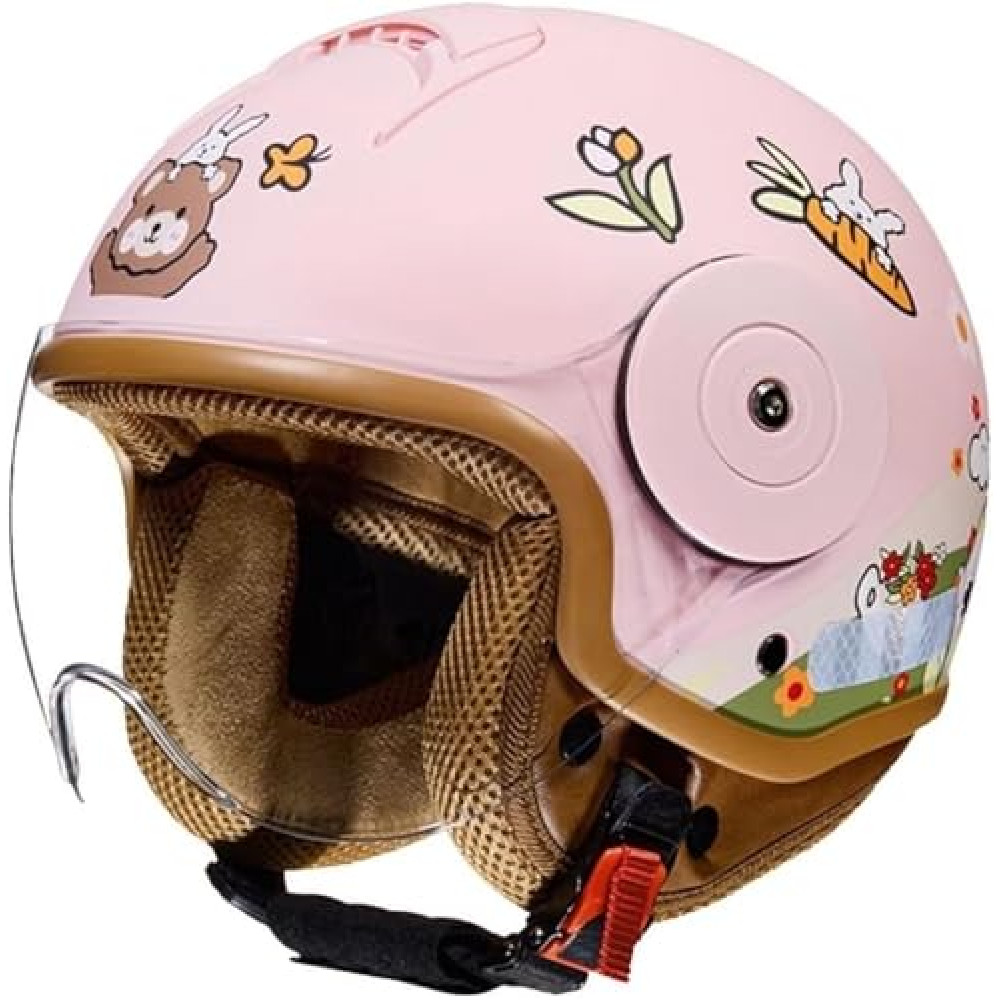 Retro Kids 3/4 Motorcycle Half Helmet,DOT Approved Toddler Vintage Open Face Electric Scooter Go-Kart Dirt-Bike ATV Helmet,Youth Child Moped Bicycle Vespa Helmet for 2-14 Years Old(Pink)