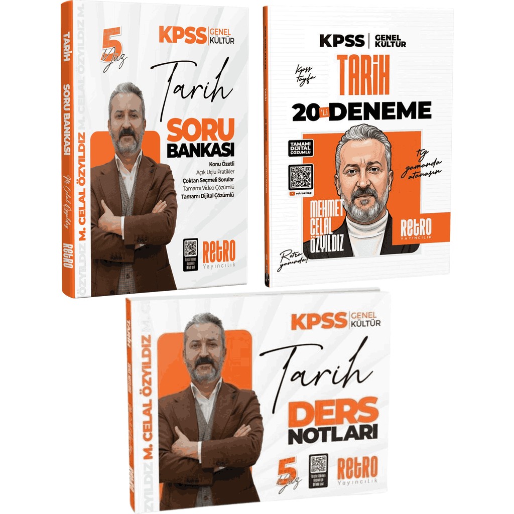 Retro Yayıncılık 2026 Kpss Gygk Retro Yayınları Tarih Soru Bankası + Tarih Ders Notları + Tarih 20 Deneme Seti Celal Özyıldız Diğer Fiyatı
