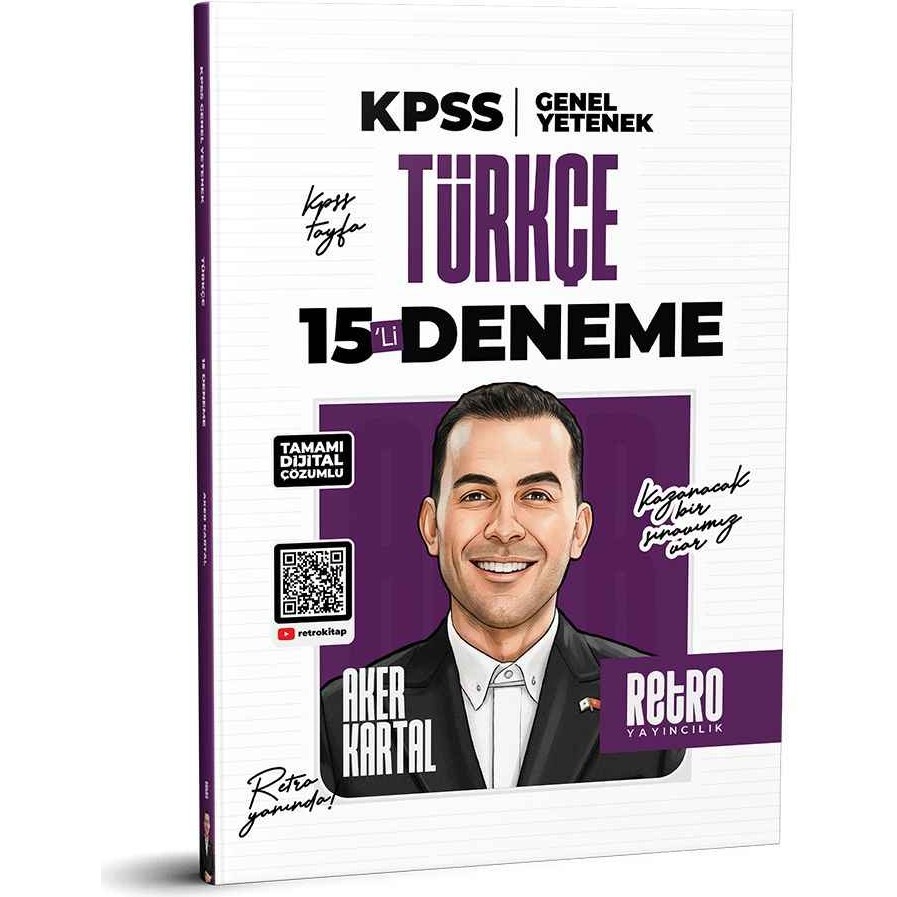 Retro Yayıncılık 2026 KPSS GYGK Türkçe 15 Deneme Tamamı Çözümlü Aker Kartal Sınıf: KPSS Diğer Fiyatı