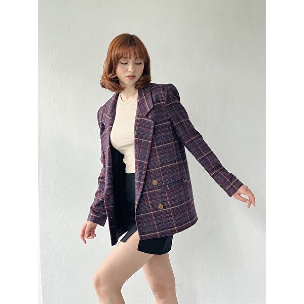 Retrobird Dört Düğmeli Retro Model Blazer Ceket Kadın Mürdüm Bayan Ceket Fiyatı