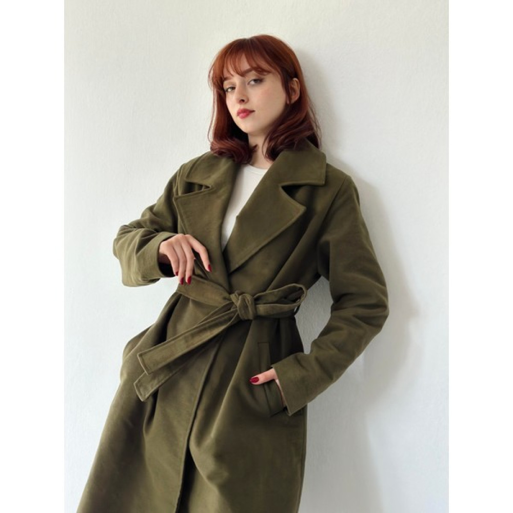 Retrobird Özel Tasarım Retro Model Oversize Kruvaze Kareli Kaşe Kaban Kadın Haki Kadın Kaban Fiyatı