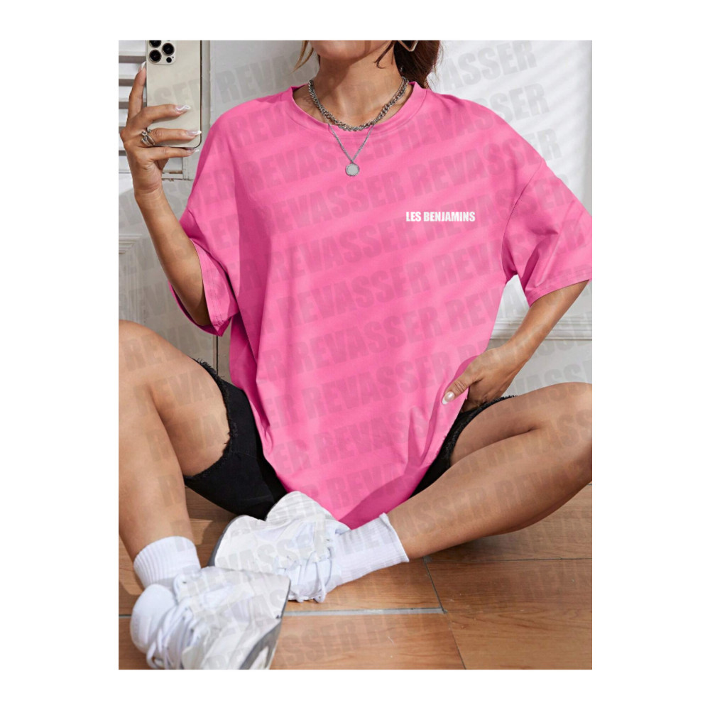 Revasser Unisex Kadın/Erkek LESBENJAMINS Renkli Özel Baskılı Oversize Pamuk Penye T-Shirt 2XL Beden Bayan T-shirt Fiyatı