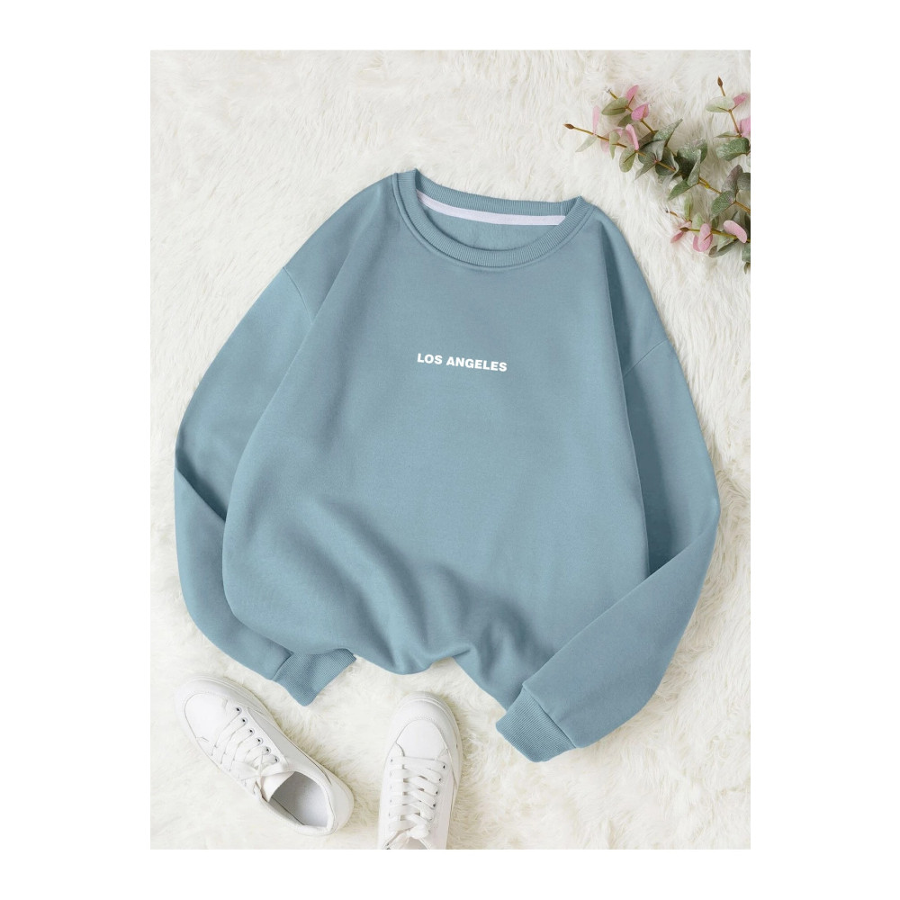 Revasser Unisex LOS ANGELES Renkli Oversize Bisiklet Yaka Pamuklu Sweatshirt M Beden Bayan Sweatshirt Fiyatı