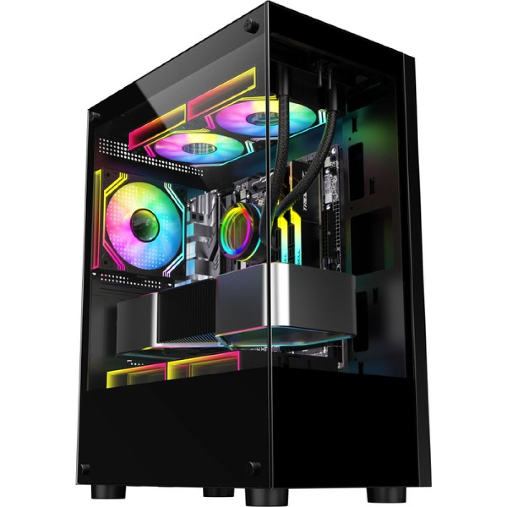 Revenge Crystal Midi Tower 3 Rgb Fanlı Temperli Cam Panel Gaming Oyuncu Bilgisayar Kasası - Siyah PC Kasaları Fiyatı