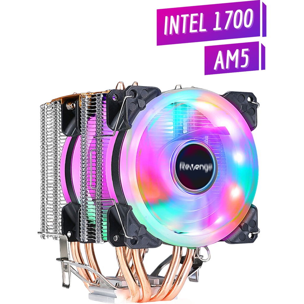Revenge Kule Tipi 2 Fanlı Rainbow Gaming Işlemci Fanı 4 Bakır Kanallı Cpu Fan Soğutma Sistemi İşlemci Fiyatı