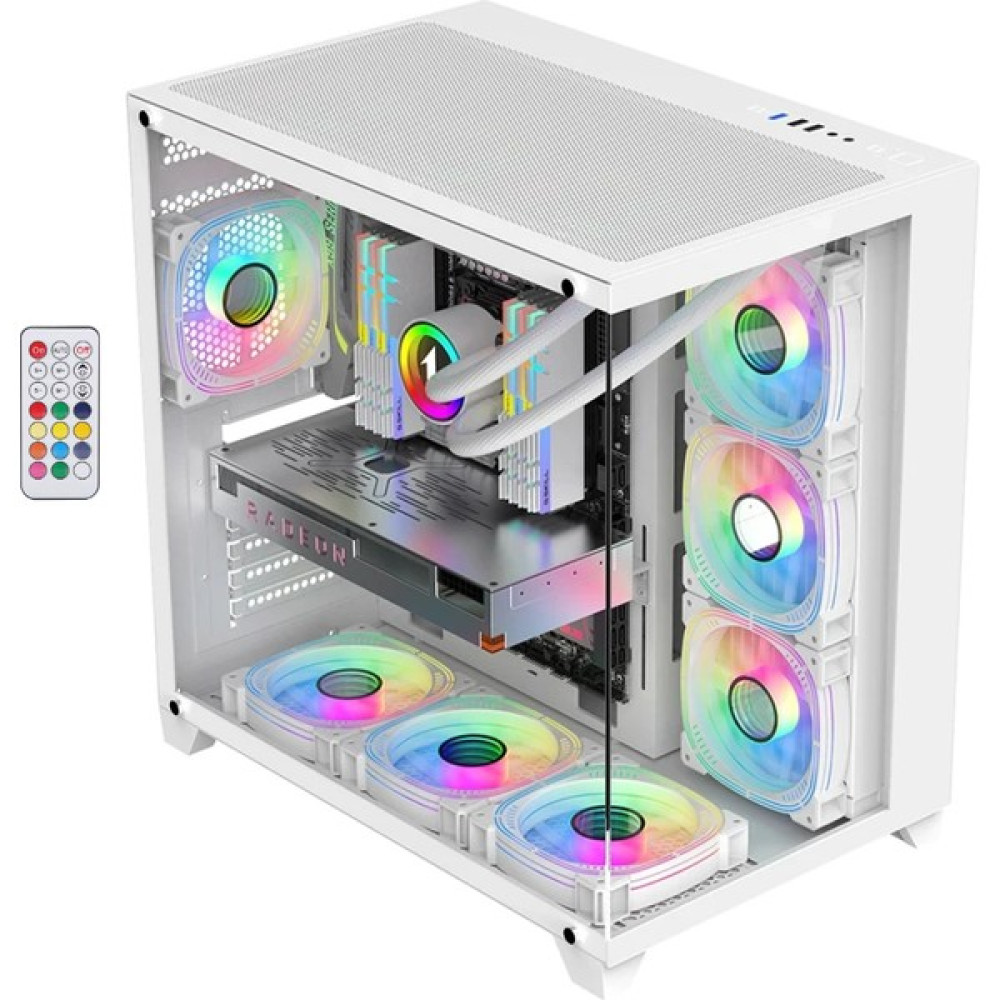 Revenge Kumandalı Supernova 7 Rgb Fanlı Atx Temperli Cam Panel Akvaryum Gaming Bilgisayar Kasası - Beyaz PC Kasaları Fiyatı
