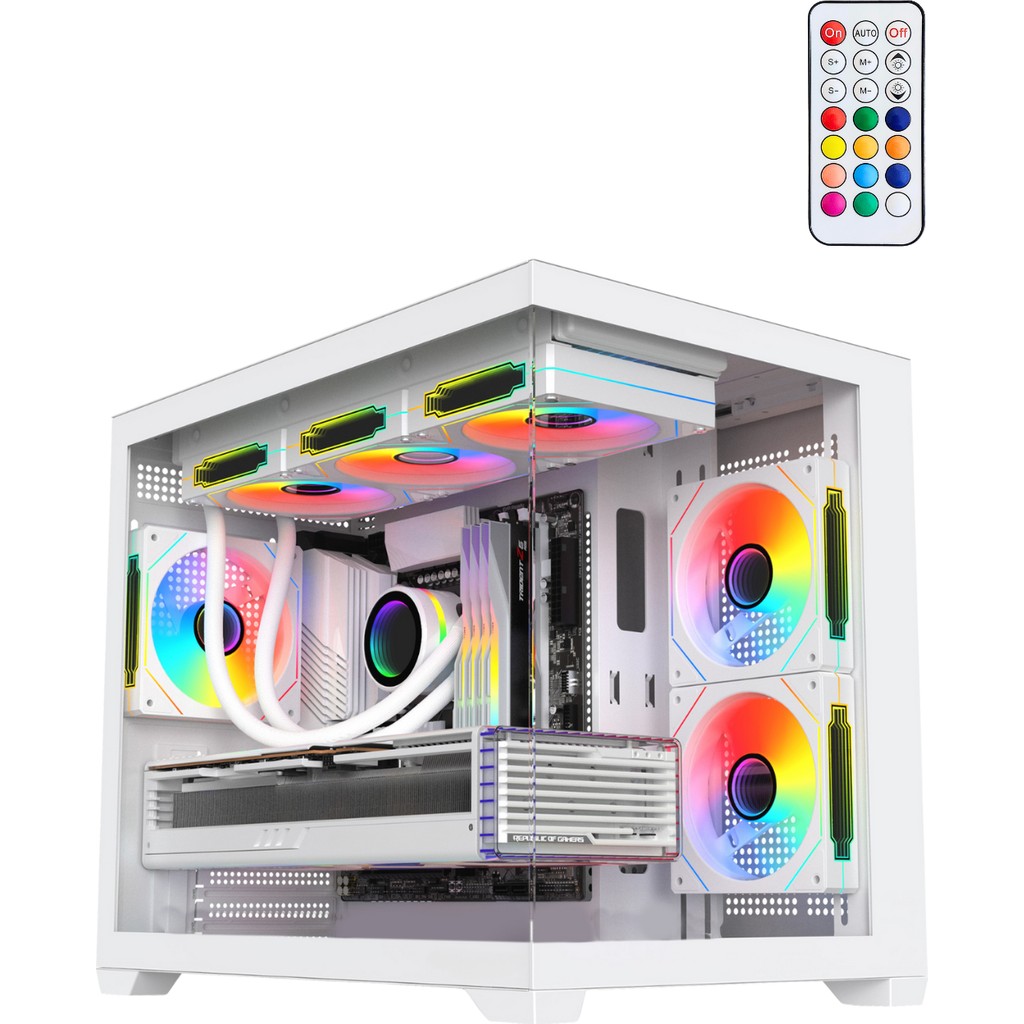 Revenge Terranova Beyaz Kumandalı Midi Tower Gaming Bilgisayar Kasası 6 Argb Fanlı Cam Panel Özellikli TV Aksesuarları Fiyatı