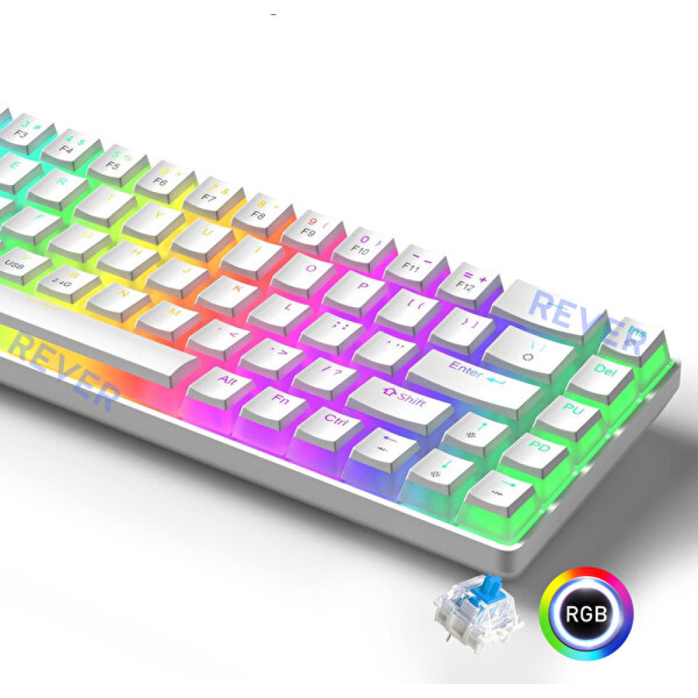 Rever T60 Pro Blue Switch Mekanik Puding Tuş Rgb Mini 62 Tuşlu Gaming Oyuncu Klavyesi - Beyaz Oyuncu Klavyesi Fiyatı