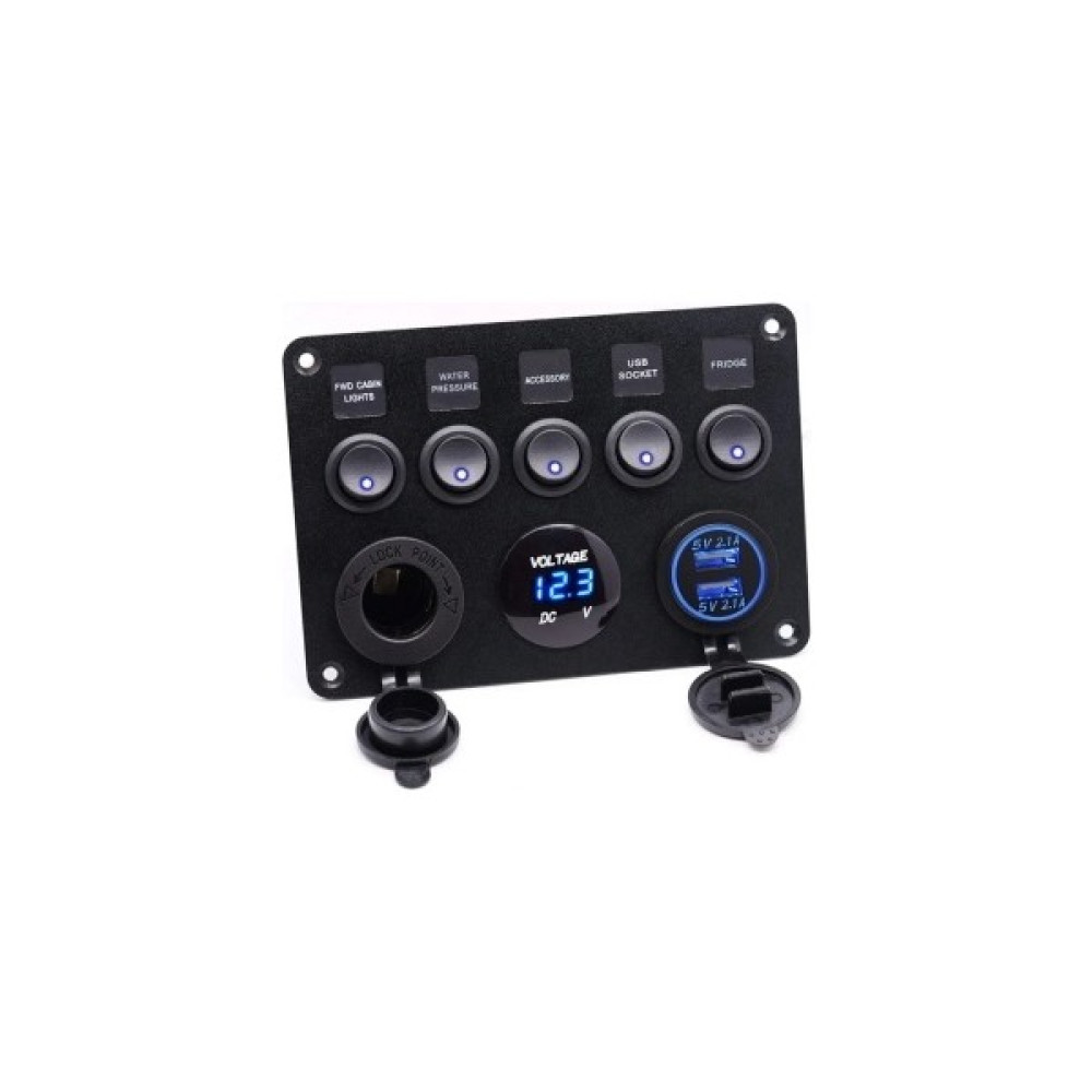 Revex 12/24V Kontrol Paneli Sigorta+5 On-Off Düğme 2 Şarj Soketi Çakmaklık Voltaj Göstergeli Karavan Oto Seyahat Ürünleri Fiyatı