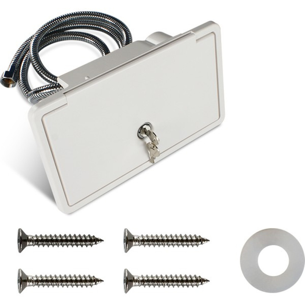 Revex Karavan Dış Duş Paslanmaz Metal Hortum Paslanmaz Inox Duş Başlığı Kilitli Siyah/beyaz Sıcak/soğuk - beyaz Oto Seyahat Ürünleri Fiyatı