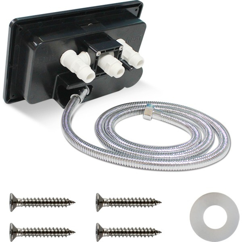 Revex Karavan Dış Duş Paslanmaz Metal Hortum Paslanmaz Inox Duş Başlığı Kilitli Siyah/beyaz Sıcak/soğuk - siyah Oto Seyahat Ürünleri Fiyatı