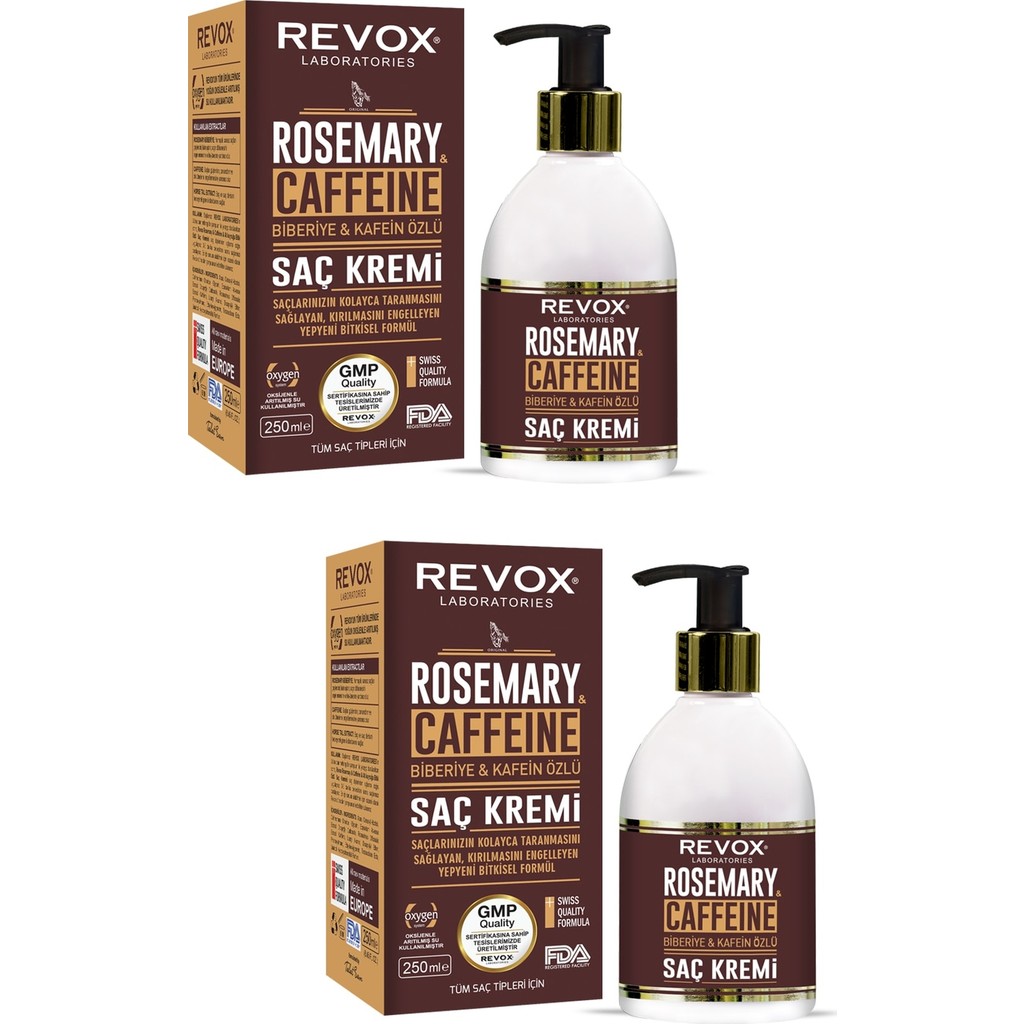 Revox Biberiye ve Kafein Özlü Saç Kremi 250 ml x 2 Adet Kolay Taramayı Sağlayan Bitkisel Formül Diğer Fiyatı