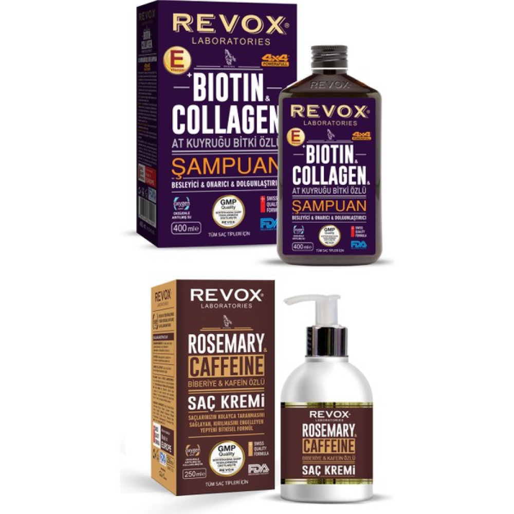 Revox Biotin & + E Vitamini Destekli Saç Bakım Şampuanı + Biberiye Ve Kafein Özlü Saç Kremi Şampuan ve Saç Kremi Fiyatı