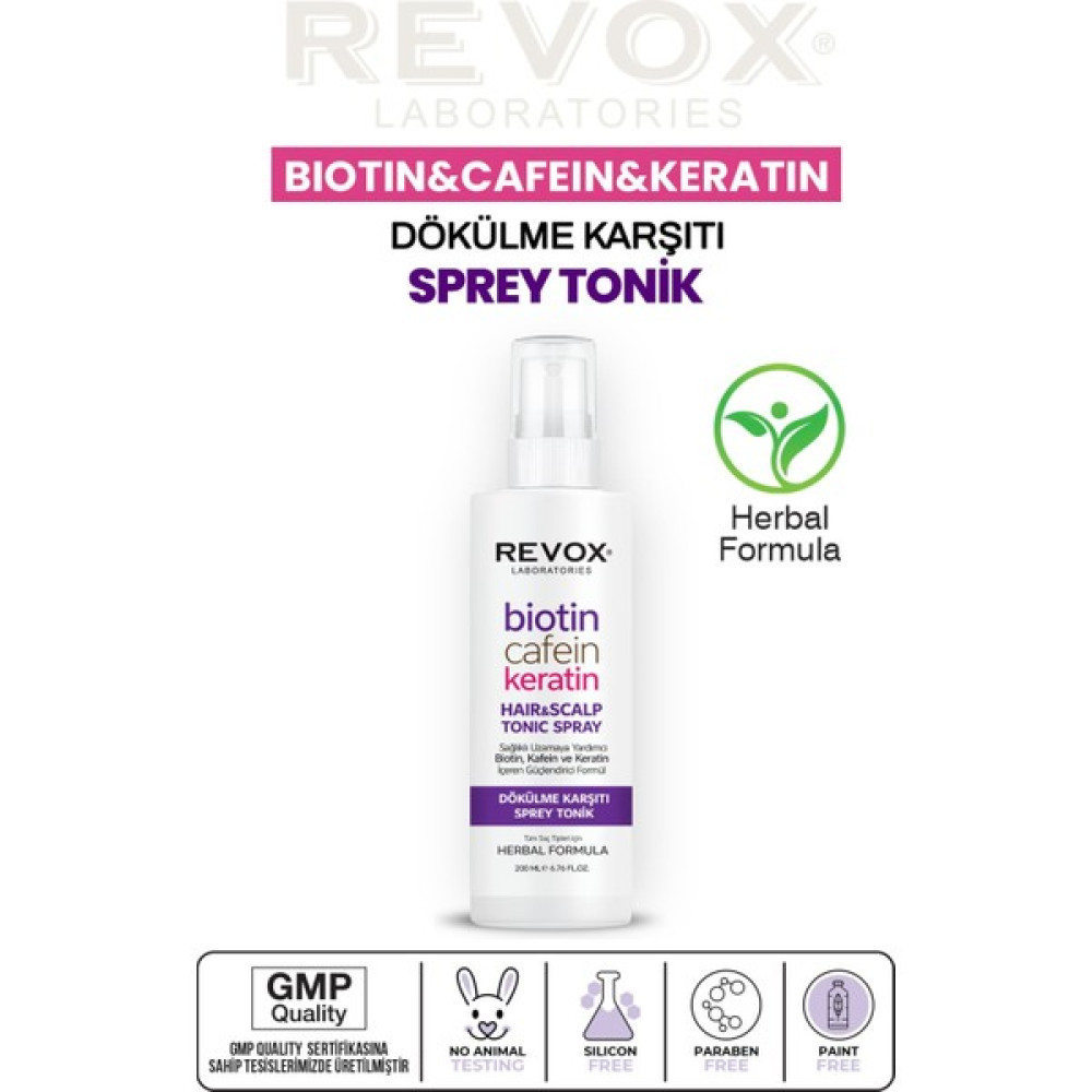Revox Biotin, Kafein ve Keratin Içeren Saç Dökülme Karşıtı Sağlıklı Uzamaya Yardımcı Sprey Tonik 200 Ml. Saç Bakım Maskeleri & Serumlar & Spreyler Fiyatı