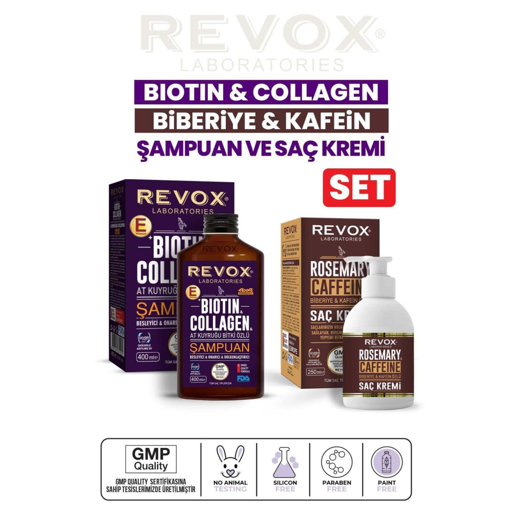 Revox Biotin & Kolajen E Vitamini Destekli Saç Bakım Şampuanı Biberiye Ve Kafein Özlü Saç Kremi Saç Bakımı Fiyatı