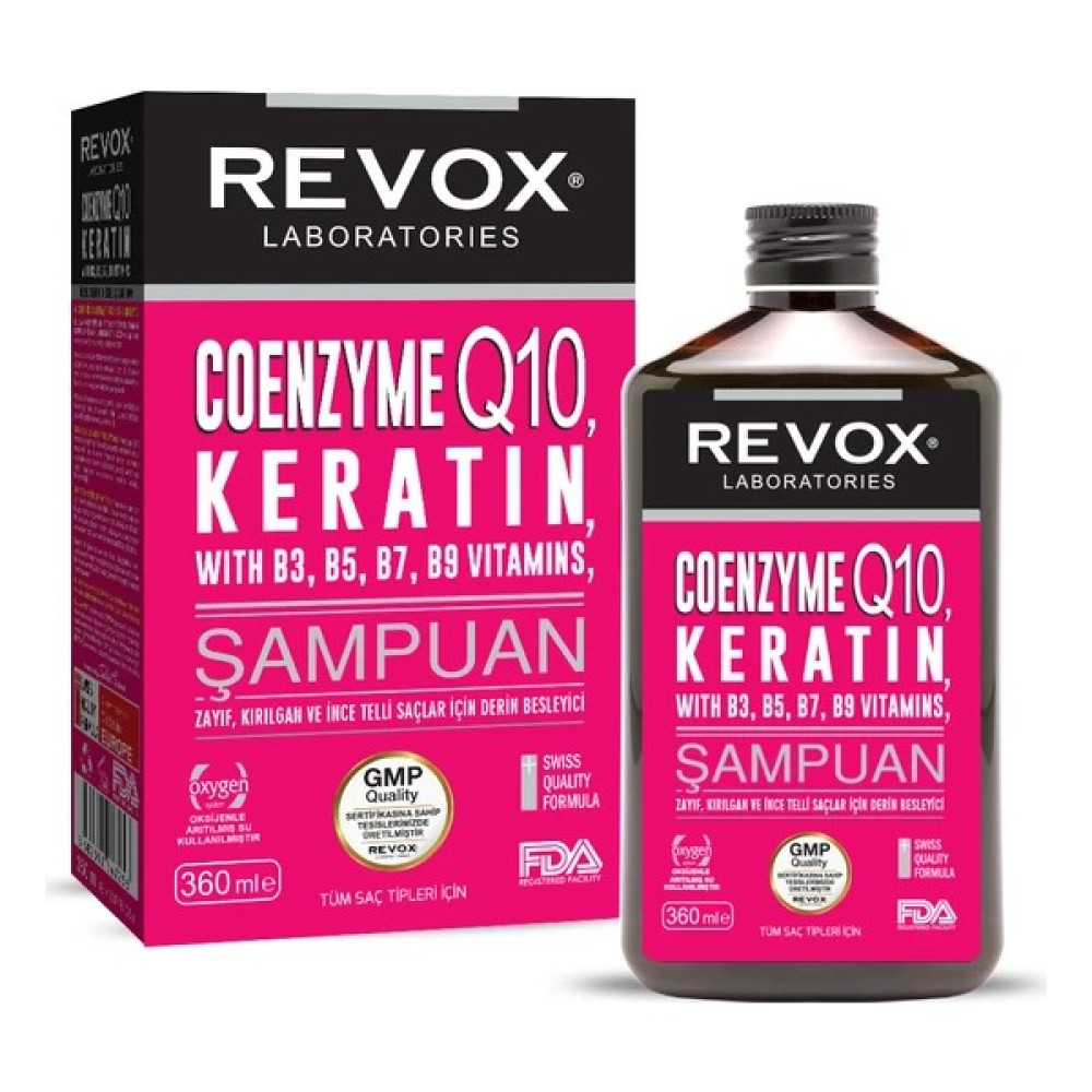 Revox Koenzim Q10, Keratin + B Vitamin Kompleks Saç Bakım Şampuanı / 360 - KERATİN WITH B3 B5 B7 B9 VITAMINS Şampuan ve Saç Kremi Fiyatı