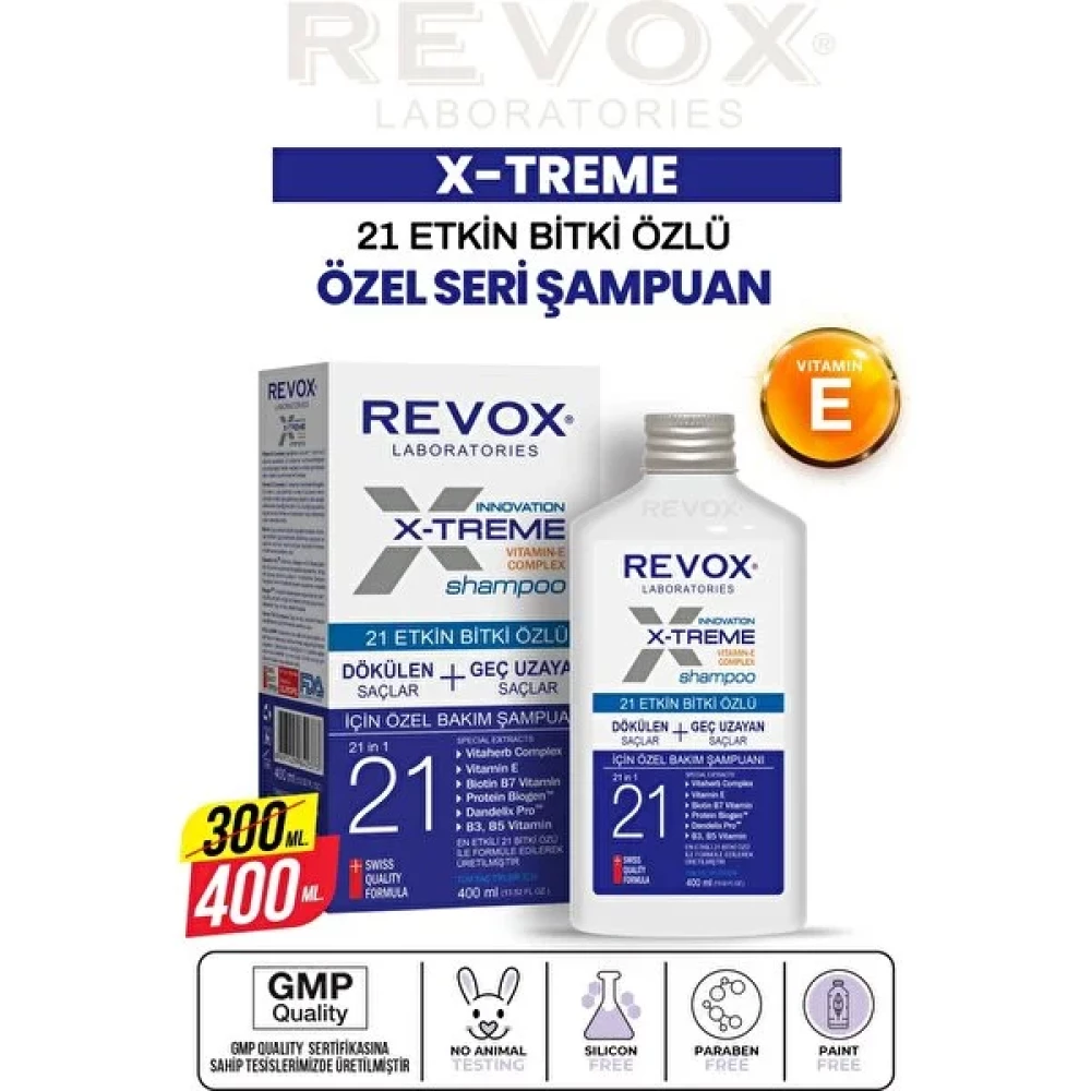 Revox X-Treme Dökülen Saçlar Için 21 Etkin Bitki Özlü Şampuan 400 ml Şampuan ve Saç Kremi Fiyatı
