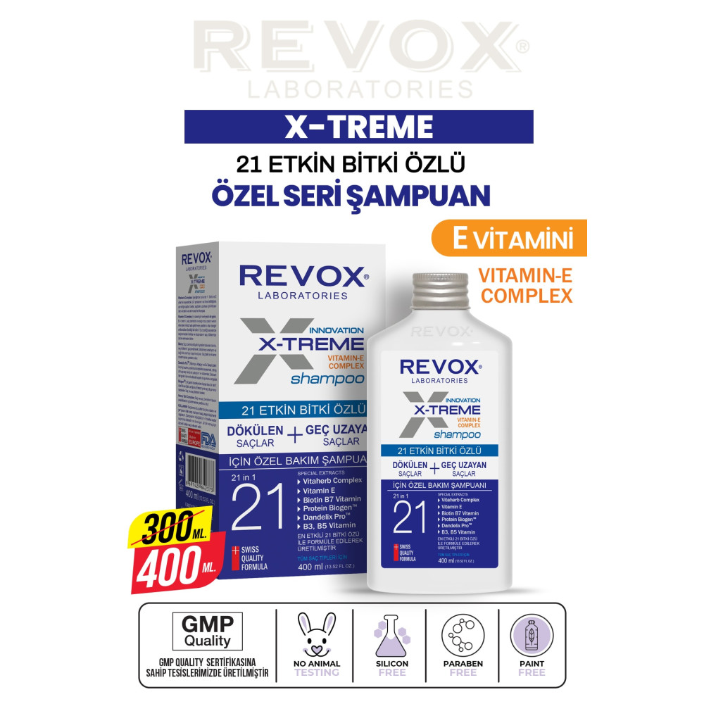 Revox X-treme Dökülen Ve Geç Uzayan Saçlar Için E Vitamini Katkılı Ekstra Bakım Şampuanı 400ml Şampuan ve Saç Kremi Fiyatı