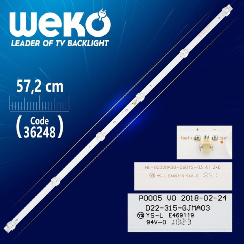 Rewel Dijitsu Tv LED Bar Inç 2 Li Takım 6m 2X57,2CM Uyumlu Tv Kodları DJTV321 50987 284205-D15 Görüntü Sistemleri Fiyatı