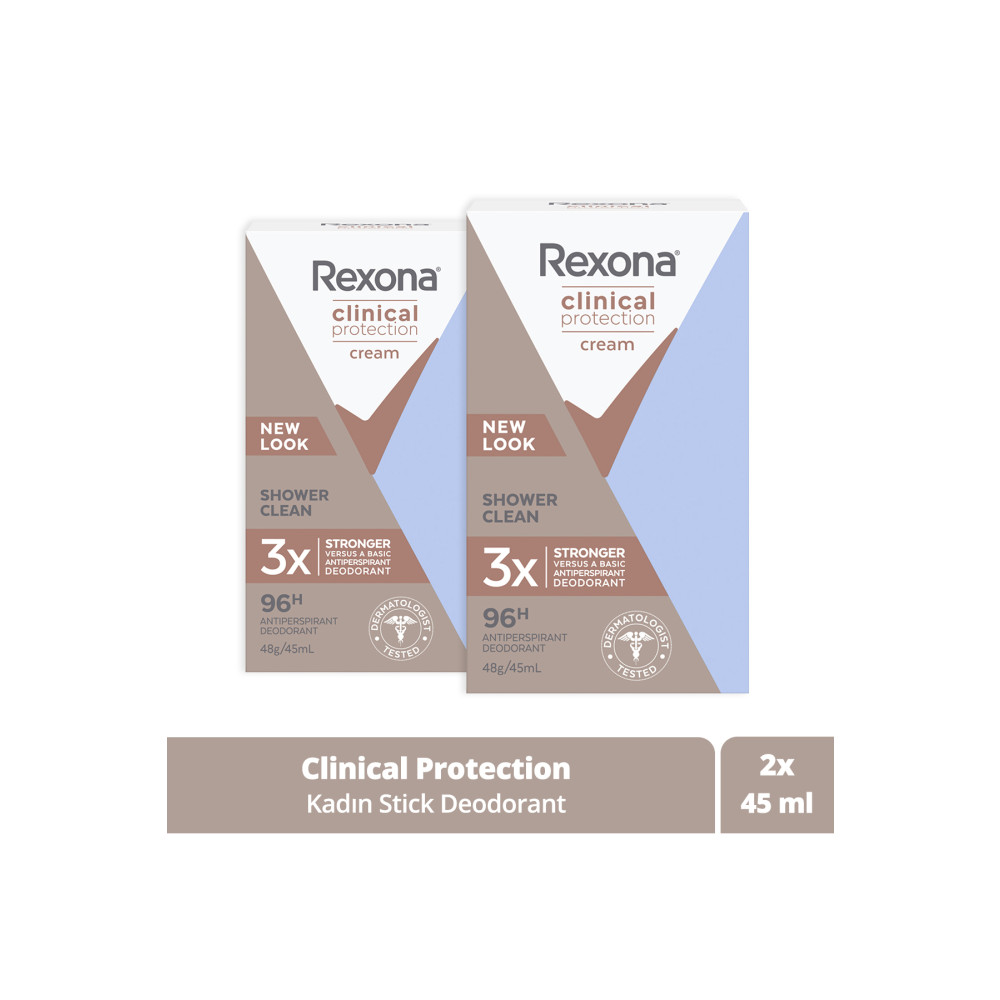 Rexona Clinical Protection Kadın Stick Deodorant Shower Clean 96 Saate Kadar Koruma 45 ml X2 Adet Roll-Onlar Fiyatı