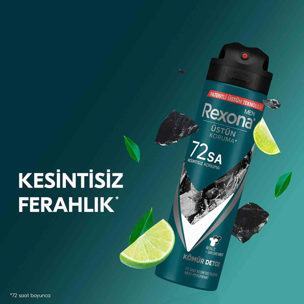 Rexona Deodorant 150 ml Erkek Detoks Kömür