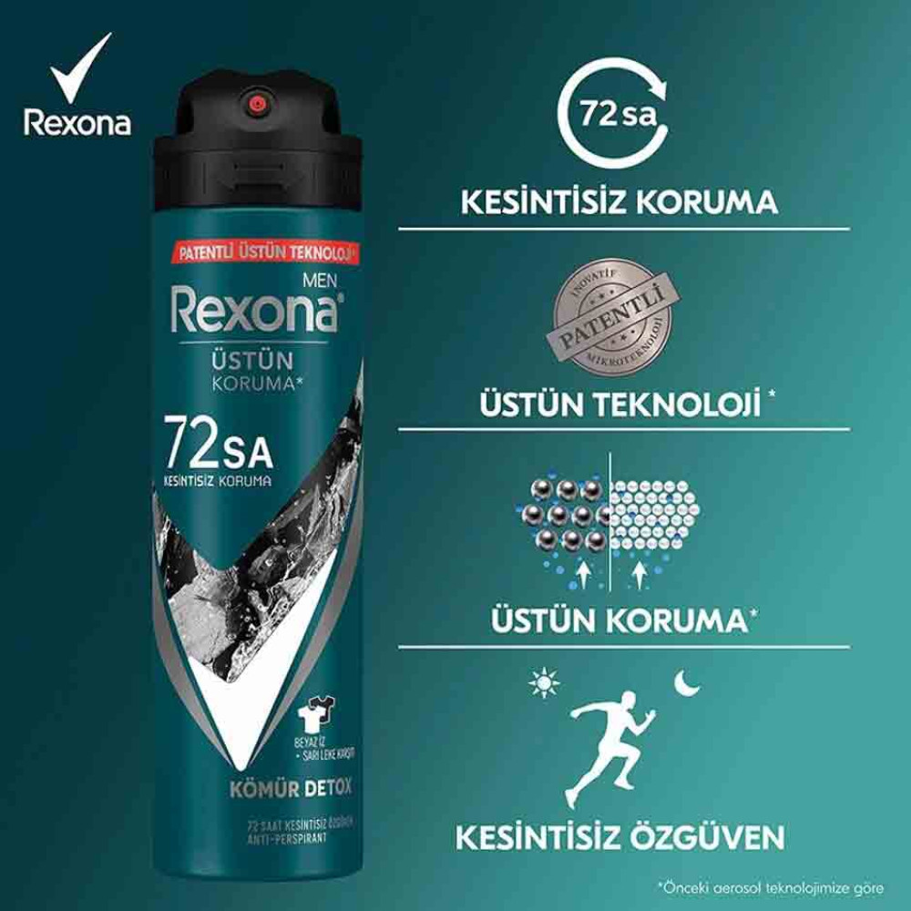Rexona Deodorant 150 ml Erkek Detoks Kömür