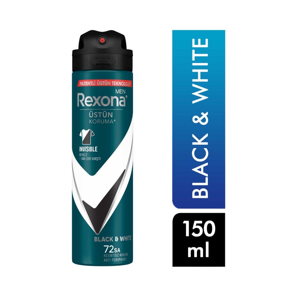 Rexona Deodorant 150 ml Erkek Invisible Black White Deodorantlar Fiyatı