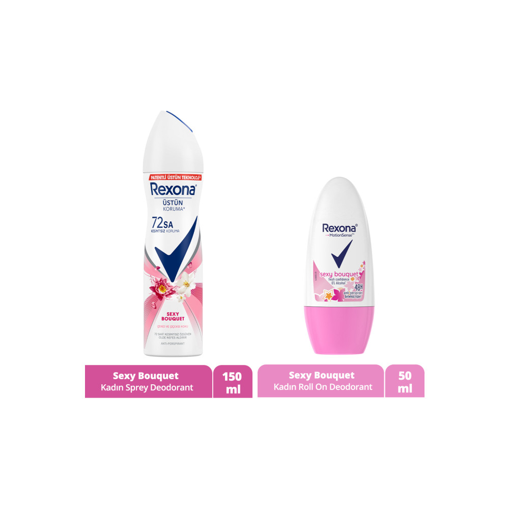 Rexona Kadın Sprey Deodorant Sexy Bouquet 150ml Sexy Kadın Roll-on Deodorant 50 ml Roll-Onlar Fiyatı