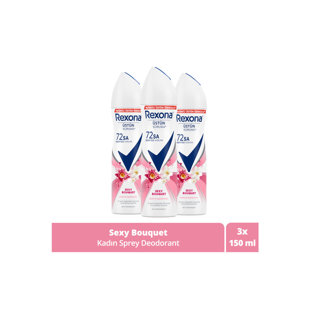 Rexona Kadın Sprey Deodorant Sexy Bouquet 72 Saat Kesintisiz Üstün Koruma 150 ml X3 Deodorantlar Fiyatı