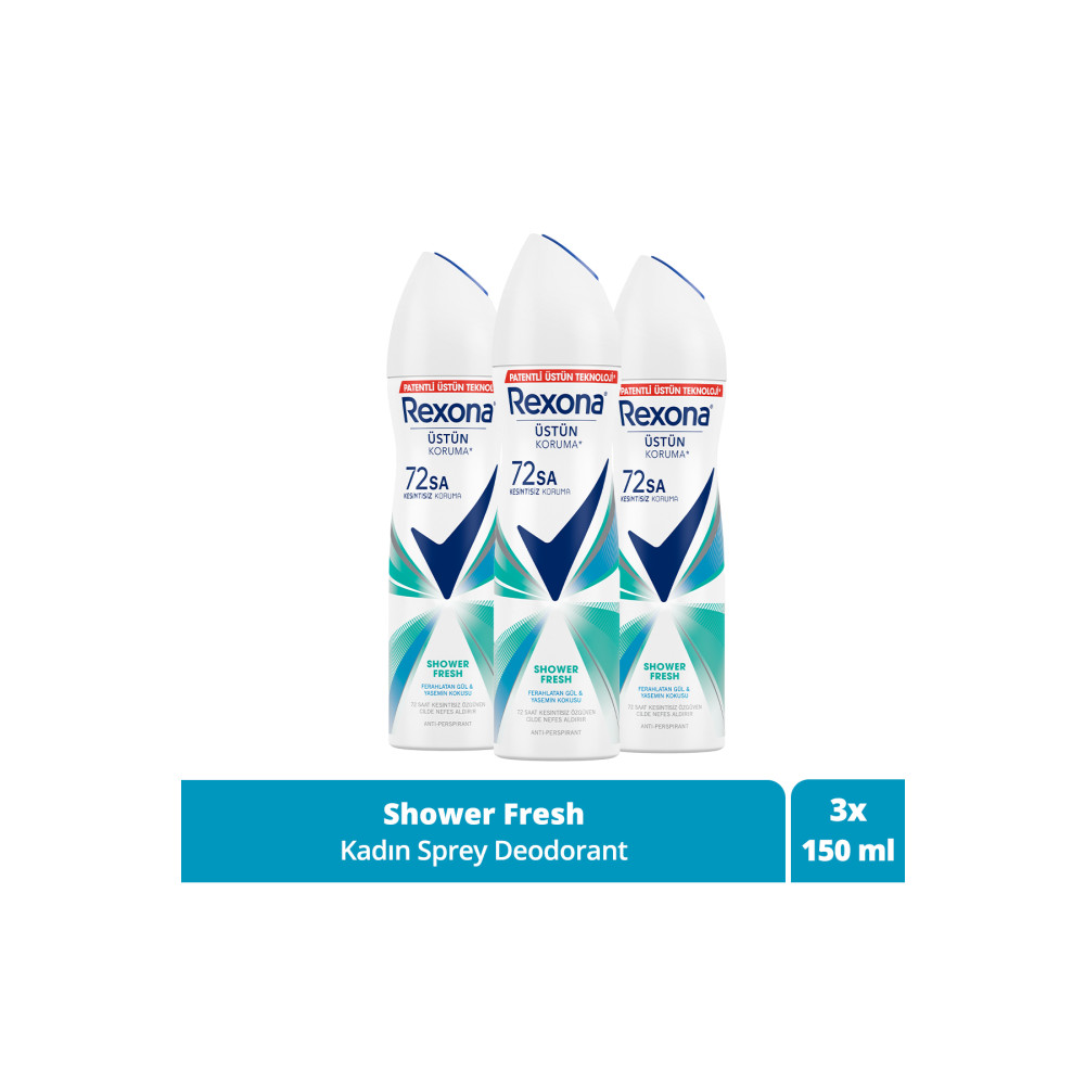Rexona Kadın Sprey Deodorant Shower Fresh 72 Saat Kesintisiz Üstün Koruma 150 Mlx3 Deodorantlar Fiyatı