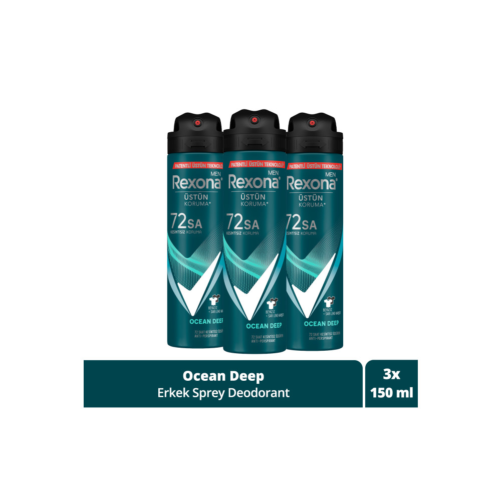 Rexona Men Erkek Sprey Deodorant Invisible Ocean Deep 72 Saat Kesintisiz Üstün Koruma 150 Mlx3 Deodorantlar Fiyatı