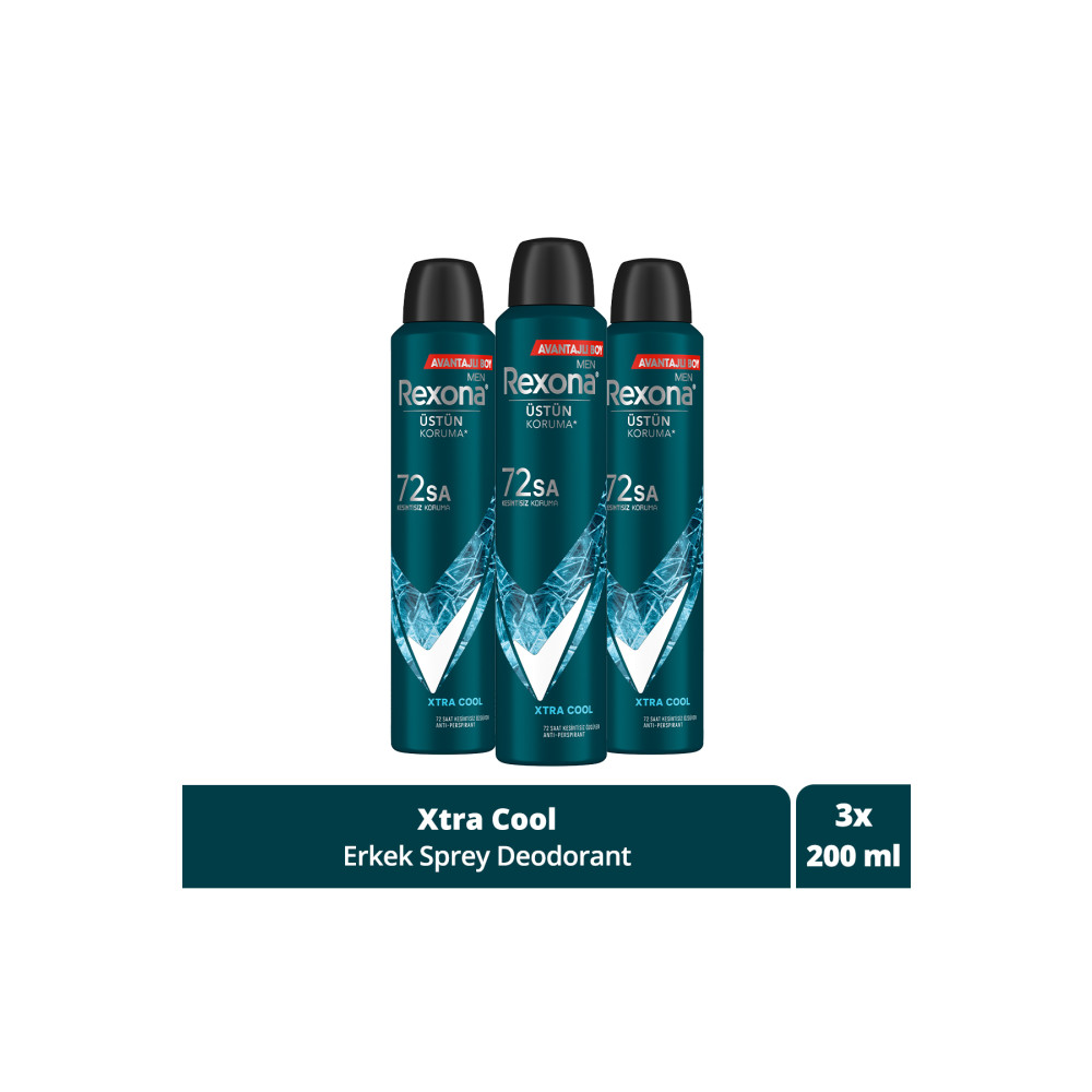 Rexona Men Erkek Sprey Deodorant Xtra Cool 72 Saat Kesintisiz Üstün Koruma 200 ml X3 Deodorantlar Fiyatı