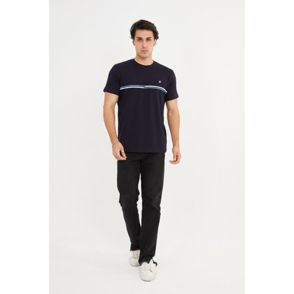 Rey Polo Bisiklet Yaka Çizgi Detaylı Basic Tişört Erkek T-shirt Fiyatı