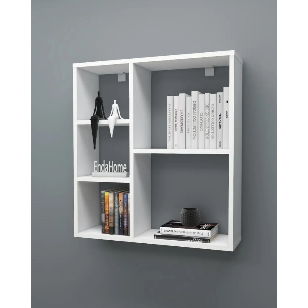 Reyo Enda Home Myra 5 Gözlü Çok Amaçlı Modern Duvar Rafı Beyaz - 74 x 70 x 20 Duvar Rafı Fiyatı