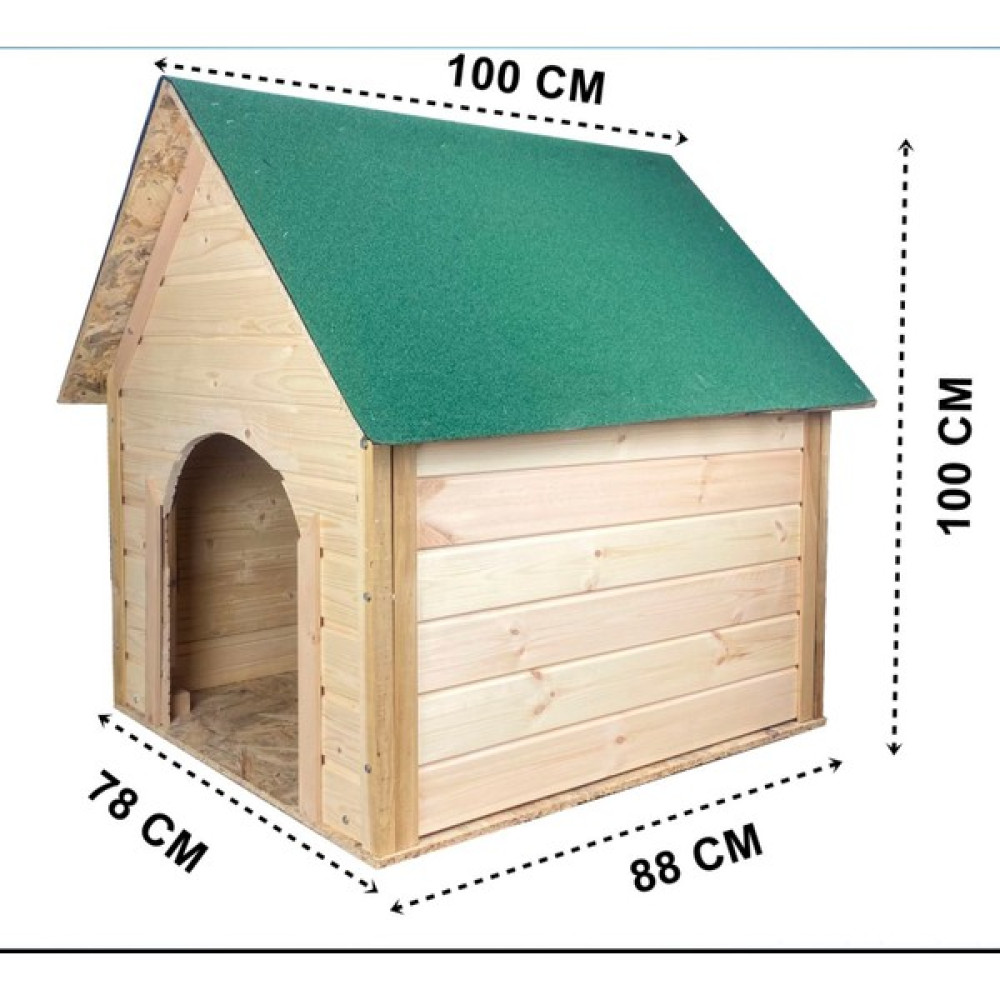Reyo Pet Suya Soğuğa Dayanıklı Lüks Büyük Boy Ahşap Köpek Kulubesi Sokak Köpek Evi Yeşil Çatılı 100X100X78 cm Evcil Hayvan Ürünleri Fiyatı