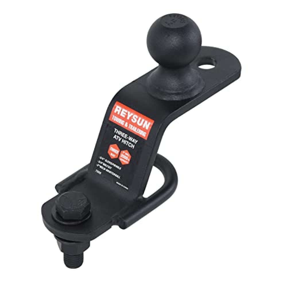 REYSUN 3 in 1 ATV/UTV Trailer Hitch Adapter with 2 inch Trailer Ball, 3 Way ATV Attachment, Fastener Kit Included