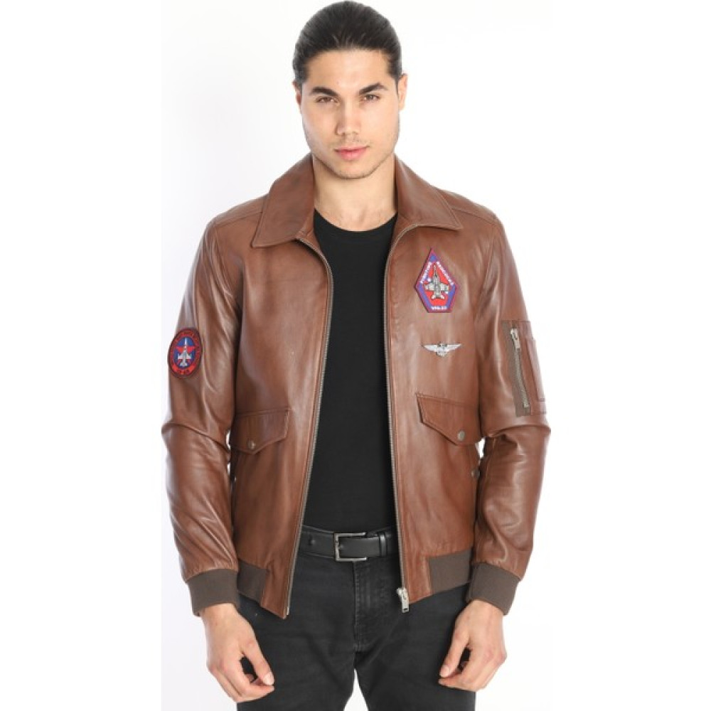 Rezon Deri Erkek Bomber Aviator Kahverengi Hakiki Deri Ceket Erkek Ceket Fiyatı