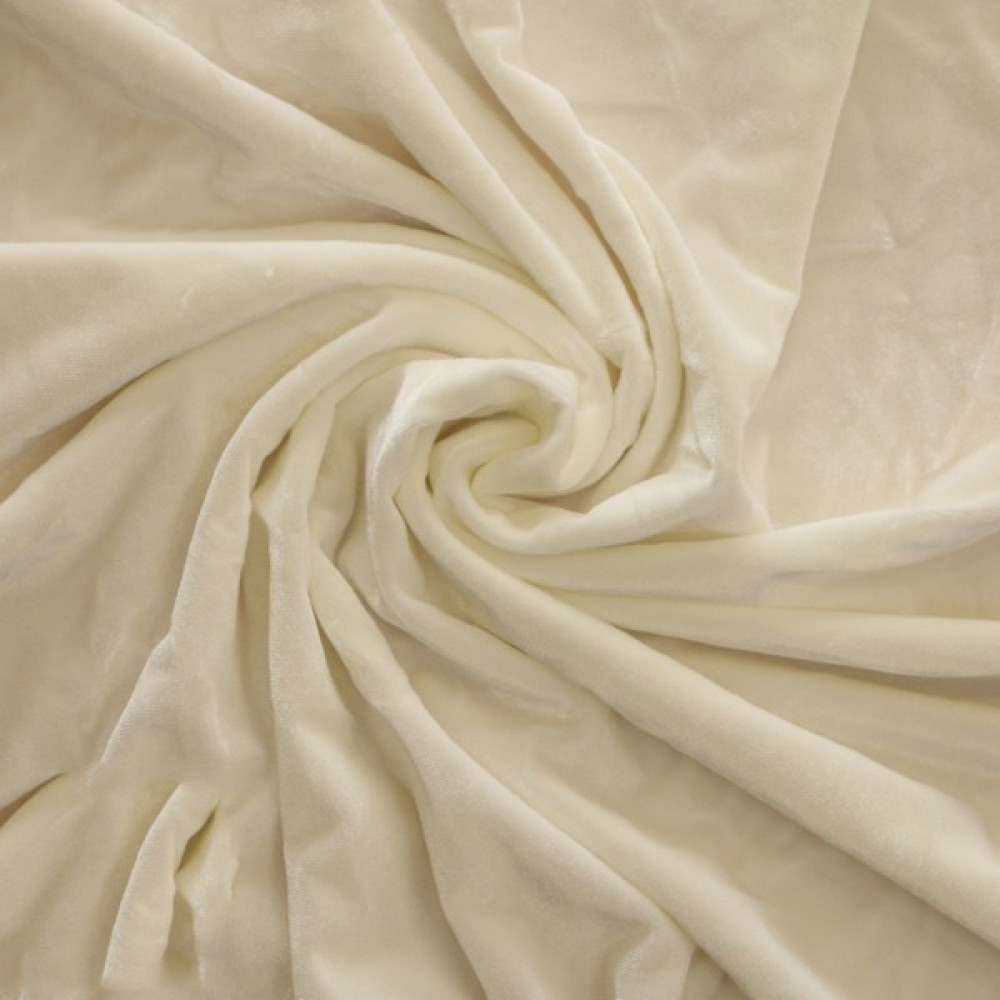 RGK Kumaş Likralı İpek Kadife Kırık Beyaz Kumaş - 150 cm - 1 m - Krem - Beyaz Kumaşlar Fiyatı