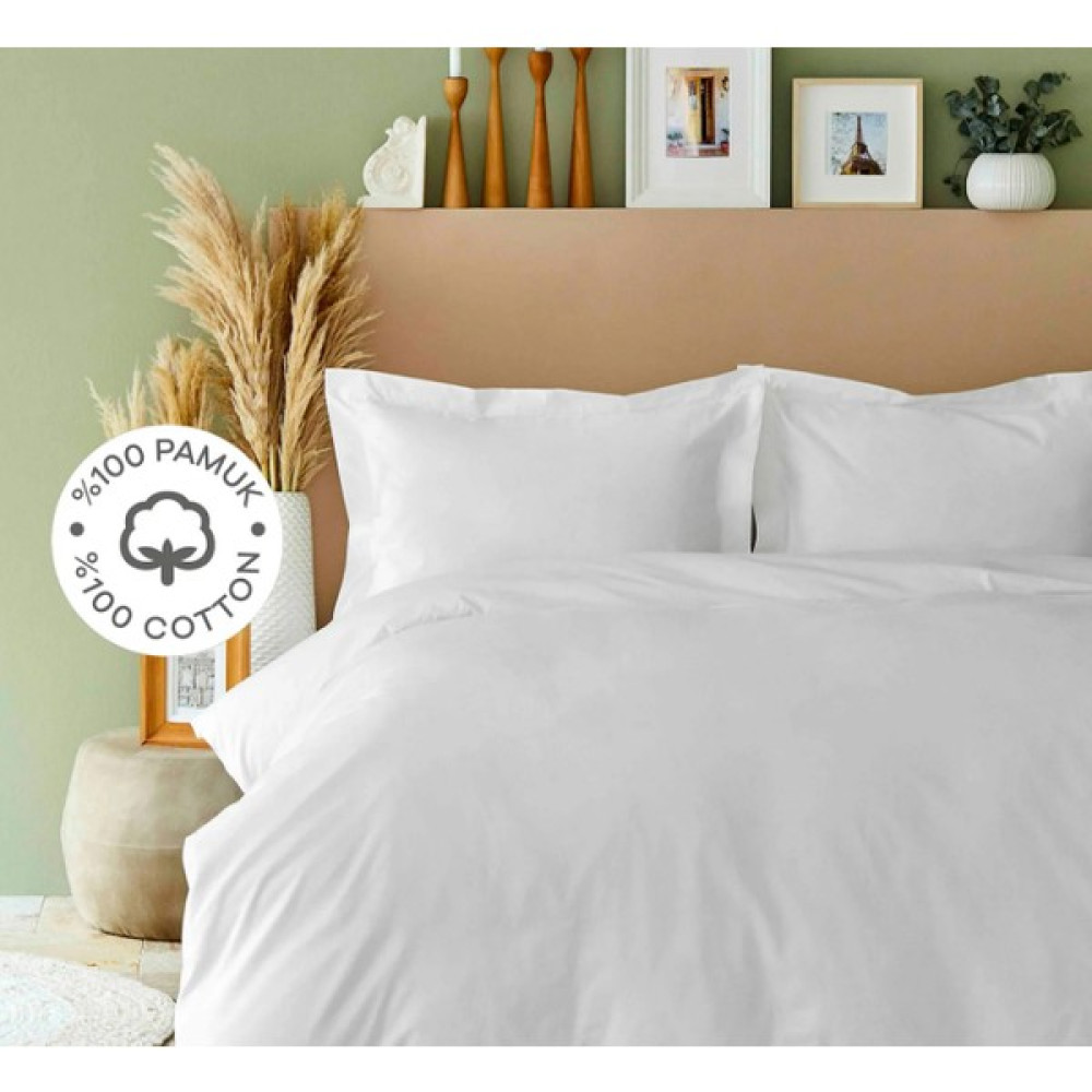 Rh Tekstil Karos Serisi 57 Tel Pamuk - 200 x 230 cm - Beyaz Nevresim Takımı Fiyatı