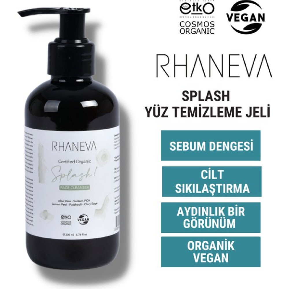 Rhaneva Splash Yüz Yıkama Jeli - Organik ve Vegan Sertifikalı - 200 ml Cilt Temizleme ve Peeling Fiyatı
