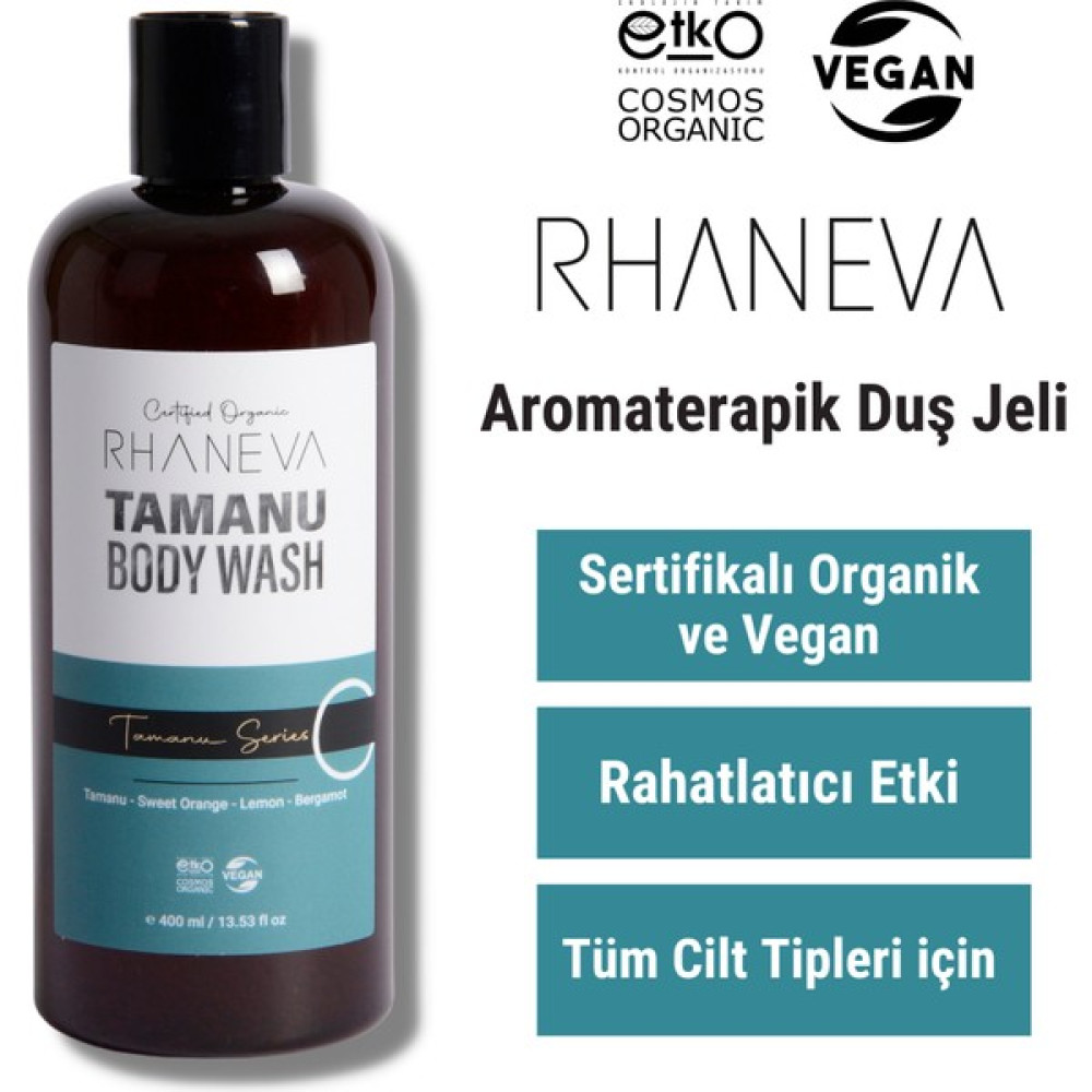 Rhaneva Tamanu Serisi Aromaterapik Duş Jeli, Organik ve Vegan Sertifikalı, 400 ml Duş Jelleri ve Banyo Köpükleri Fiyatı