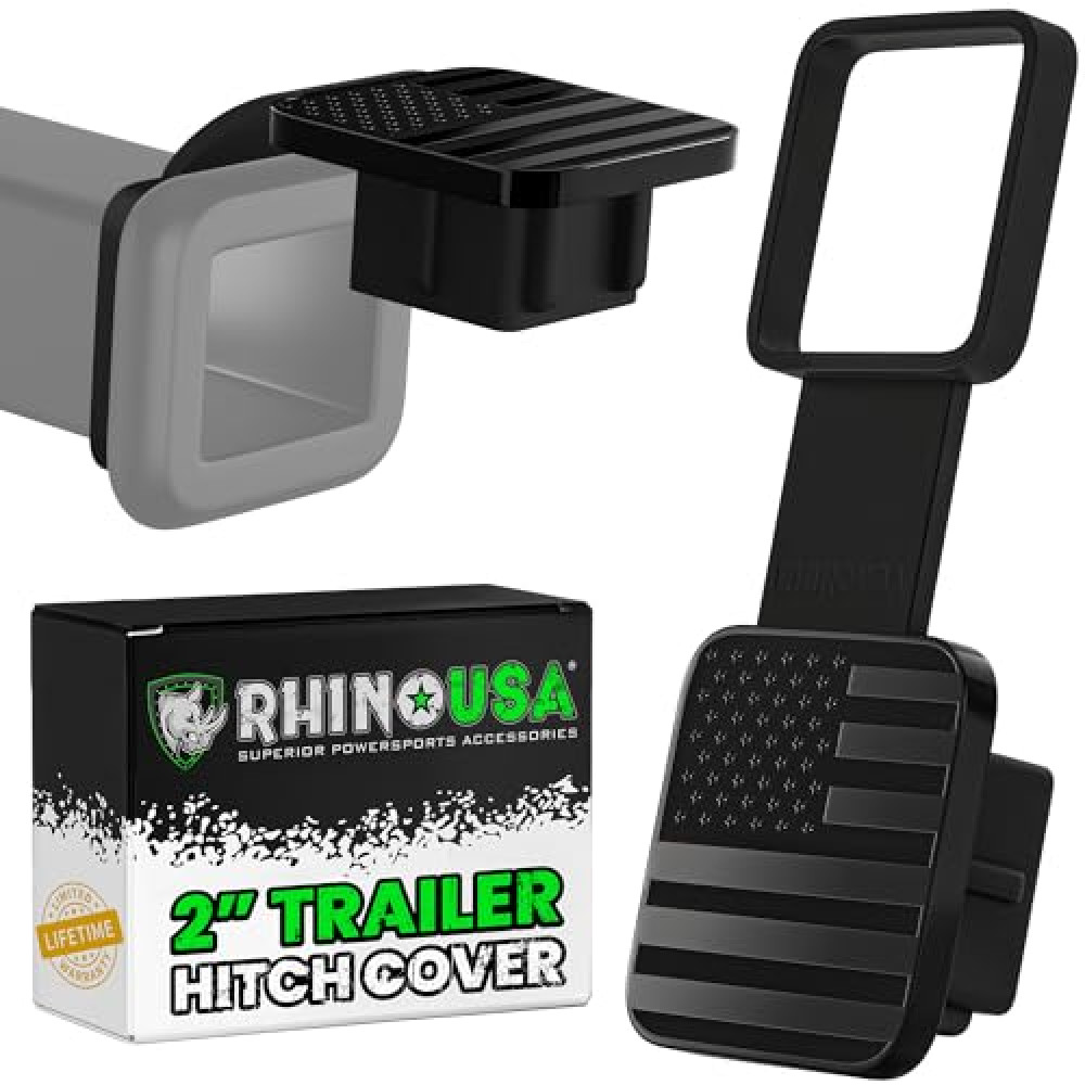 Rhino USA American Flag Trailer Hitch Cover for 2 Inch Receivers - Protects Tow Hitch Covers from Dust, Water, Mud and Snow - Ultimate Hitch Covers for Trucks, Jeep, Tacoma, Ford, GMC & More!