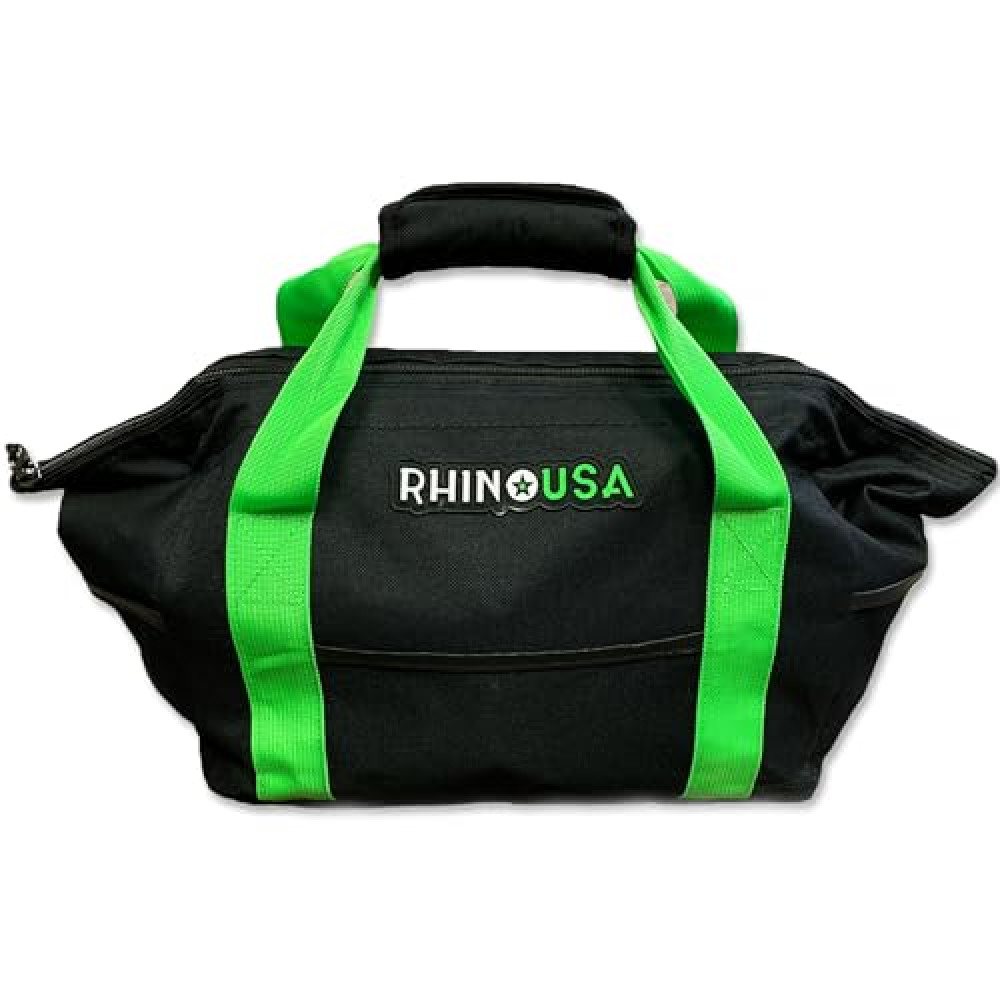 Rhino USA Heavy Duty Recovery Gear Storage Bag - Ultimate Recovery Kit Equipment Bag For Off-Road Gear and 4x4 Accessories - Fits Tow Straps, Shackles, Snatch Block, and UTV Accessories(Green) Motorcycle Bags Fiyatı
