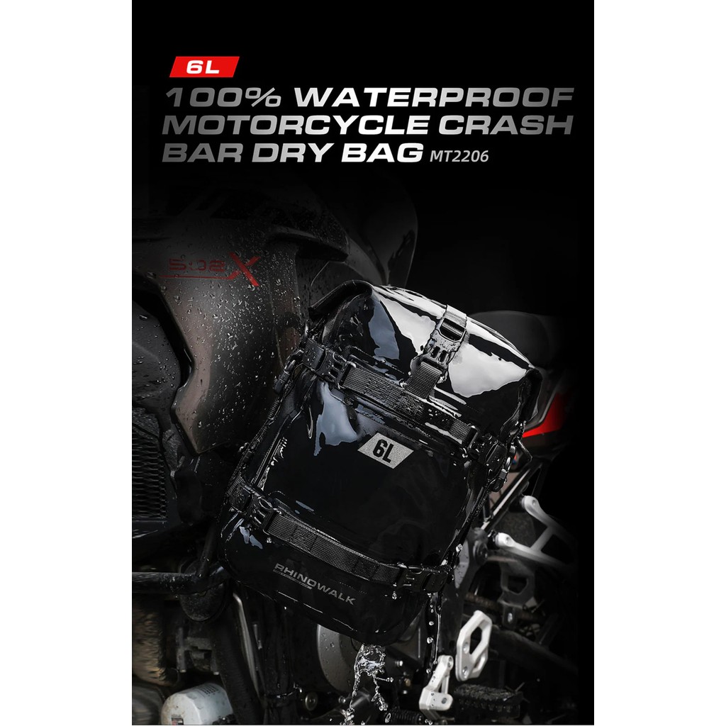Rhinowalk 6l Su Geçirmez Crash Bar(Koruma Demiri) Çantası – Motosiklet & Atv Yan Çanta - 6 - Siyah Diğer Fiyatı