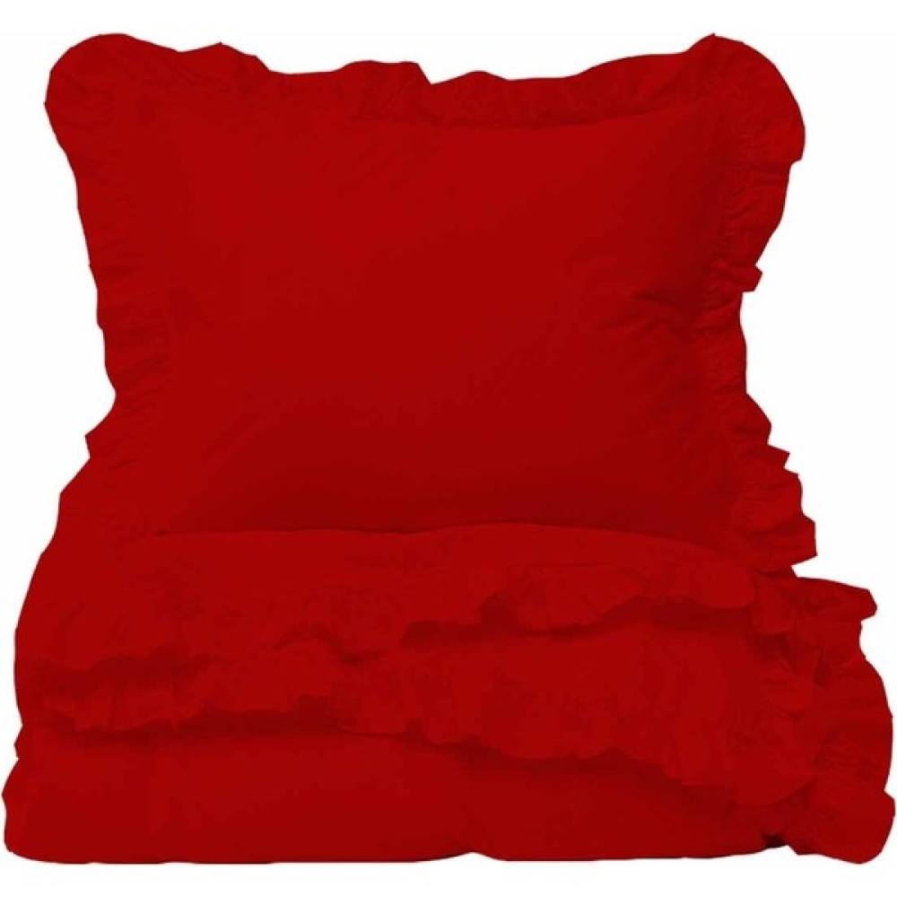 Ricco Lifes Vintage Fırfırlı %100 Pamuk Nevresim Seti - 200 x 220 cm - Kırmızı Nevresim Takımı Fiyatı