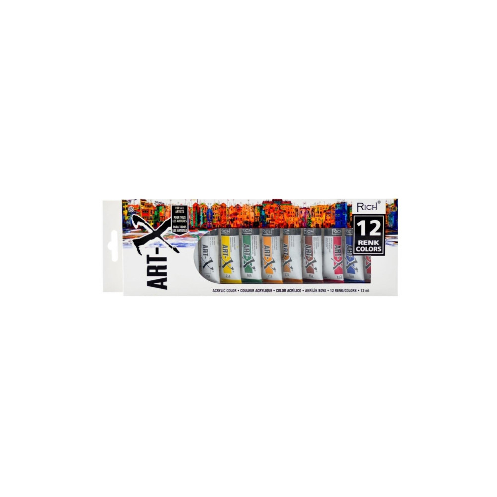 Rich Art-x 12 Ml 12 Renk Tüp Akrilik Boya (11412) Akrilik Boya Fiyatı