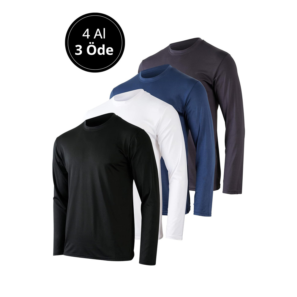Rich Erkek 4lü Paket Basic Uzun Kollu Tişört Sporcu Body T-shirt XL Beden Bayan T-shirt Fiyatı