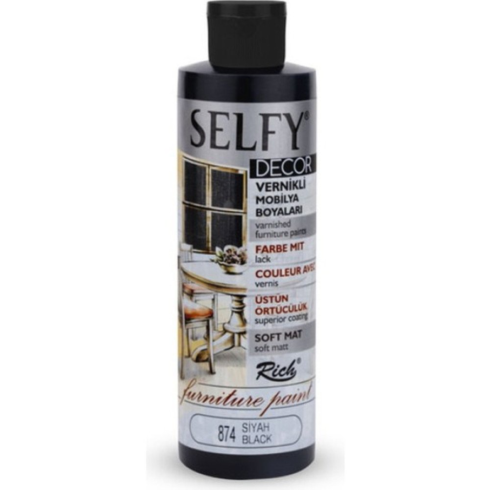 Rich Selfy Decor Vernikli Mobilya Boyası 240 cc 09466 Siyah Oto Boyaları Fiyatı