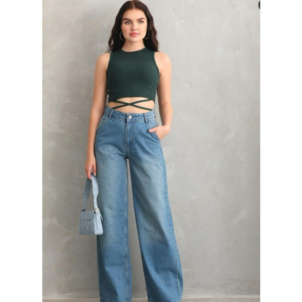 Rich Star Kadın Eskitme Detaylı Plazzo Kot Pantolon Bayan Jeans / Kot Pantolon Fiyatı
