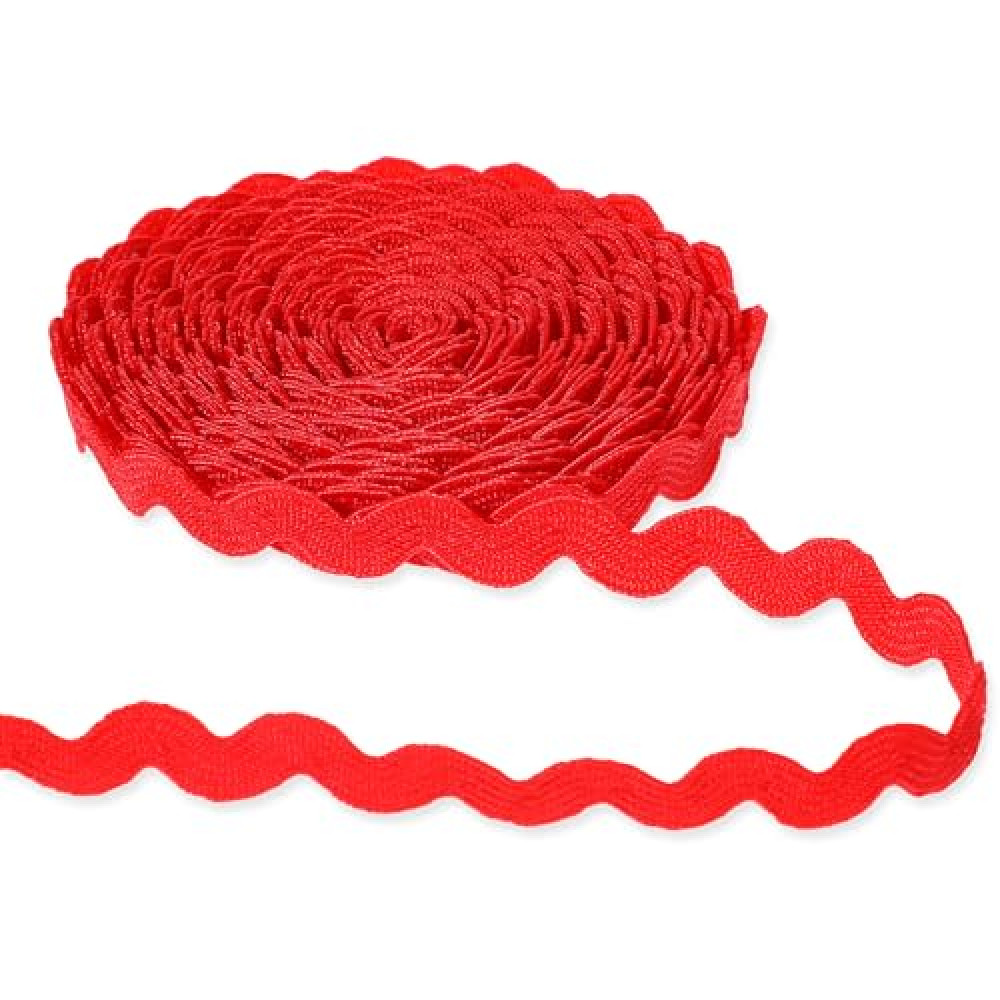 Rick Rack Trim for Sewing, 5mm 27 Yards Red Wave Bending Braided Ribbon Fringe Trim Woven Lace RIC Rac Ribbon for Sewing Clothes Dress DIY Crafts Gift Wrapping Wedding Christmas Party Decor